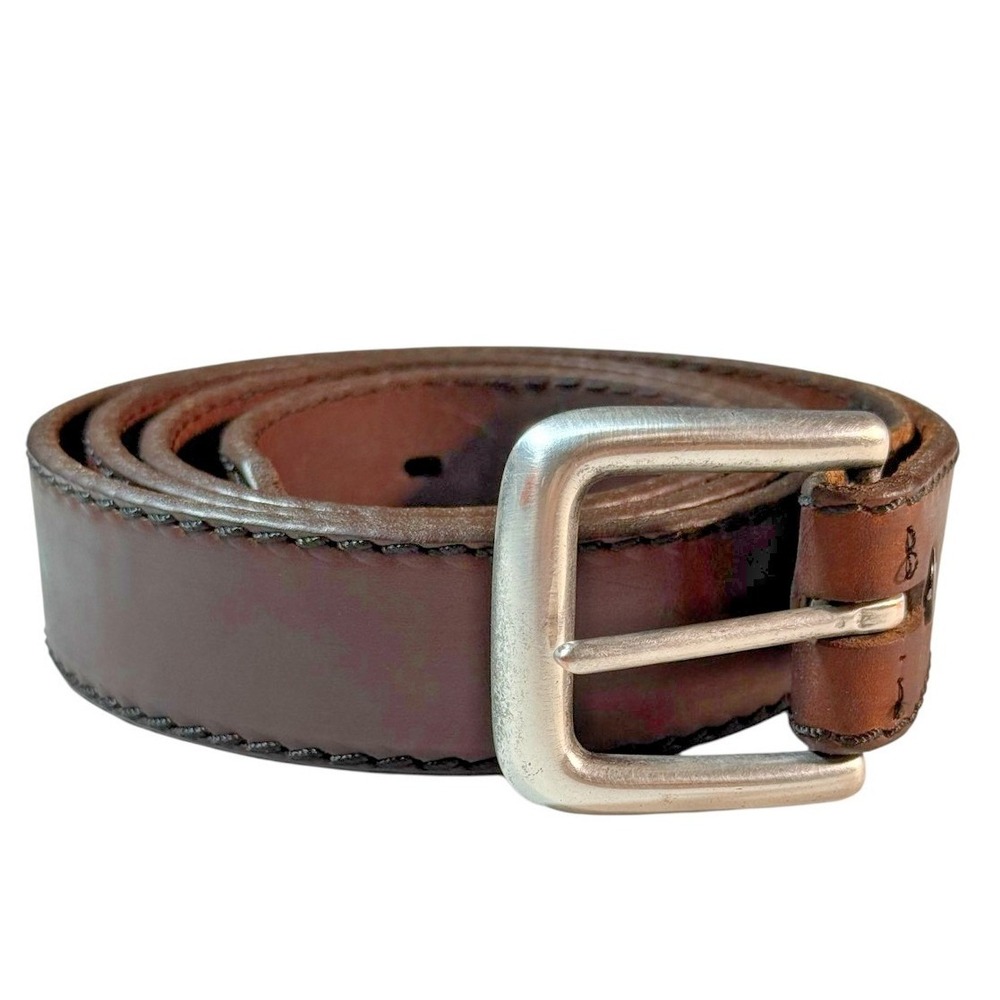 EMBROIDERED HALREY DAVIDSON LEATHER BELT W/ SILVER TONE BUCKLE - 2X- MADE IN USA